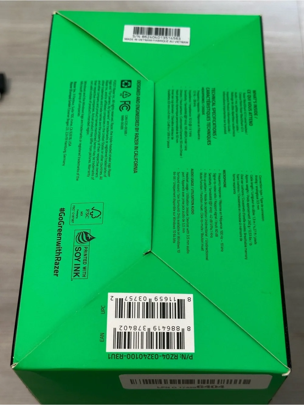 Razer BlackShark V2 X Wired Gaming Headset 3.5mm Black/Green w/ Box NIB